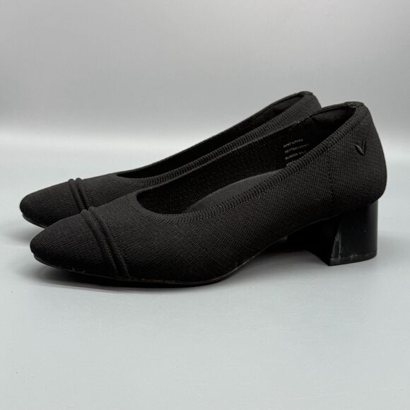 Vivaia Julie Arch Pro Women's 7 Black Knit Chunky Heels Slip On Almond-Toe - Picture 4 of 10